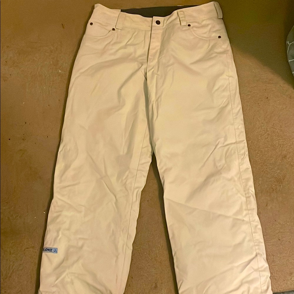 Women’s Cream Ski Pants with Logo Detail